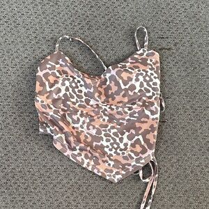 SHEIN Brown and Pink Leopard Print Crop Top